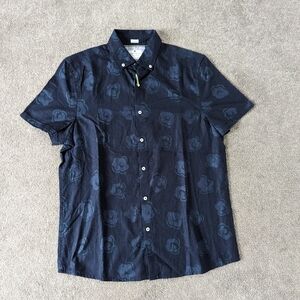 Larsson & Co Spirit of Scandinavia Honeycomb Short Sleeve Floral Linen Shirt NEW